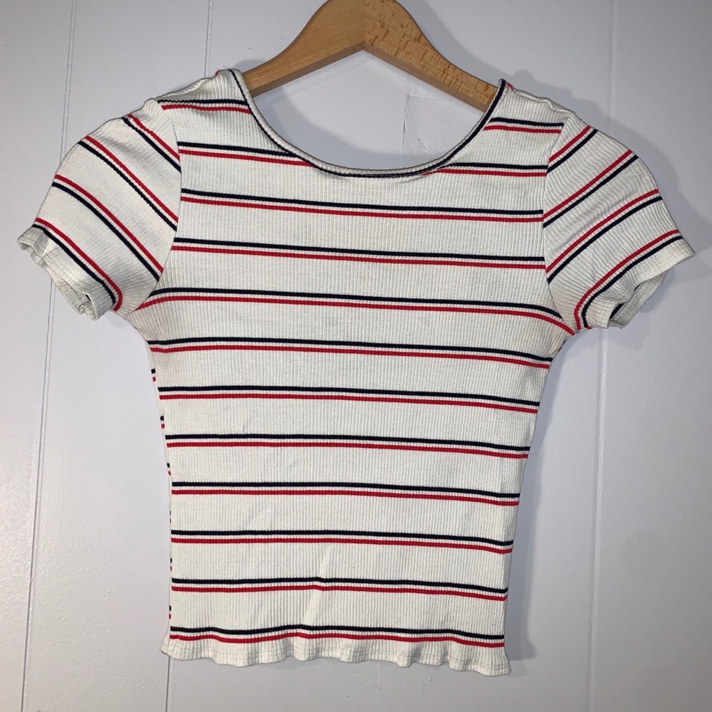 Striped Top with cutouts on back